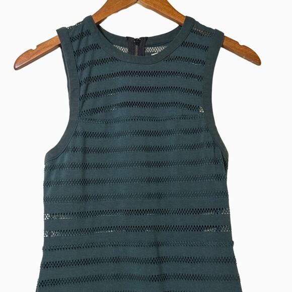 Silence + Noise Green Mesh Cocktail Sleeveless Dress Green Knee Length Medium - Picture 4 of 7